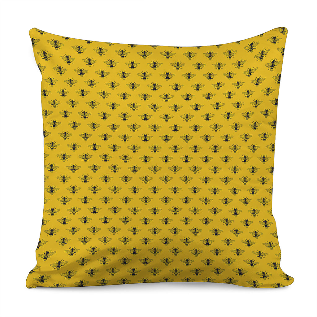 Yellow Bee Pattern Print Pillow Cover