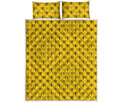 Yellow Bee Pattern Print Quilt Bed Set