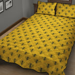 Yellow Bee Pattern Print Quilt Bed Set
