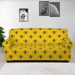 Yellow Bee Pattern Print Sofa Cover