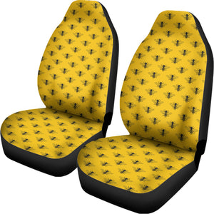 Yellow Bee Pattern Print Universal Fit Car Seat Covers