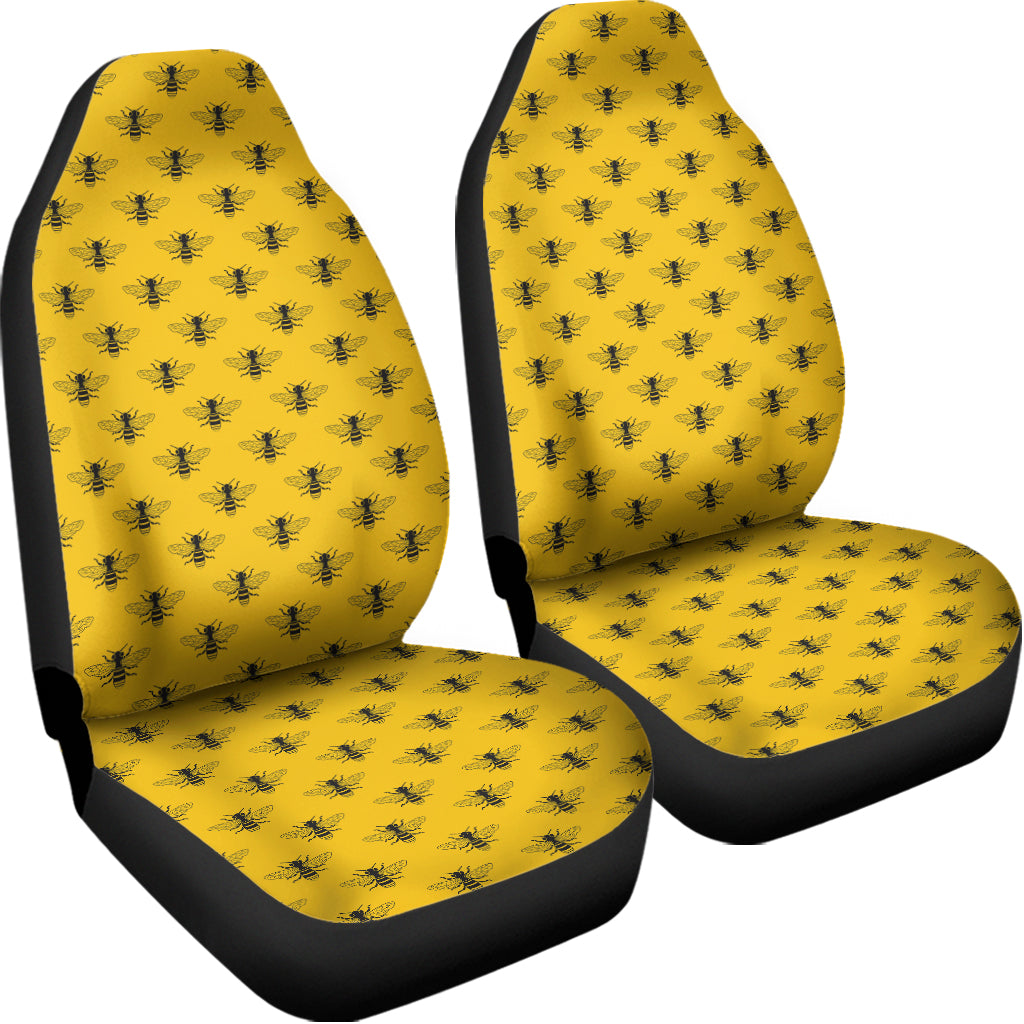 Yellow Bee Pattern Print Universal Fit Car Seat Covers