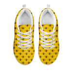 Yellow Bee Pattern Print White Sneakers