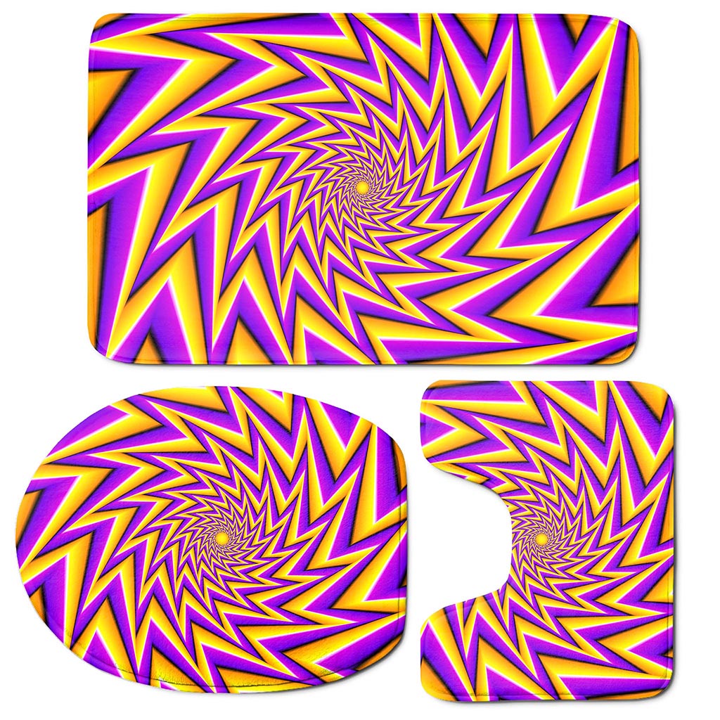 Yellow Big Bang Moving Optical Illusion 3 Piece Bath Mat Set