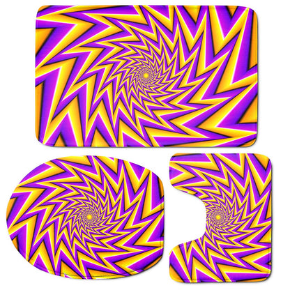 Yellow Big Bang Moving Optical Illusion 3 Piece Bath Mat Set