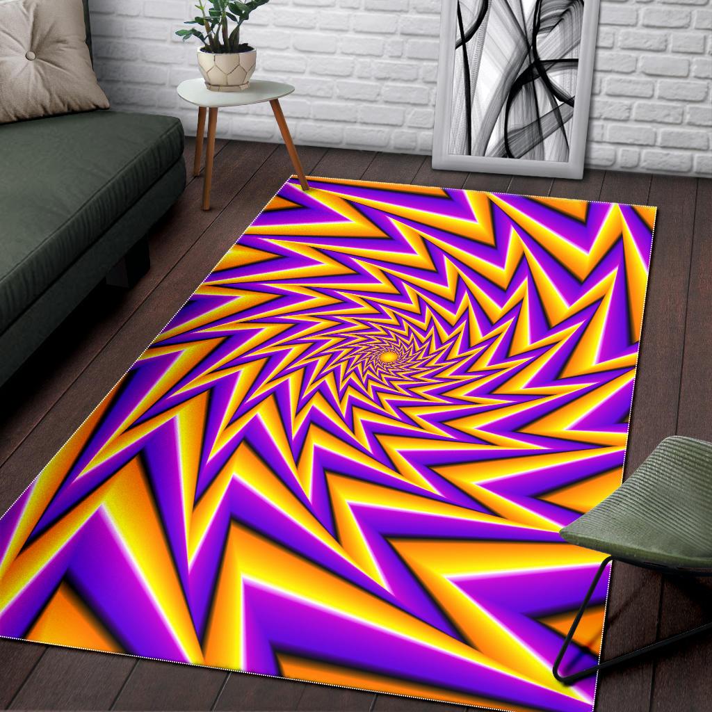 Yellow Big Bang Moving Optical Illusion Area Rug GearFrost