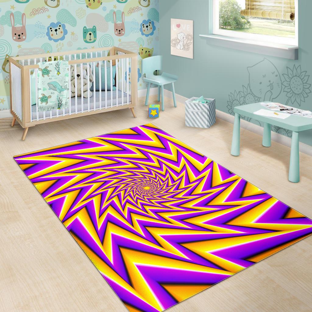 Yellow Big Bang Moving Optical Illusion Area Rug GearFrost