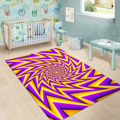 Yellow Big Bang Moving Optical Illusion Area Rug GearFrost