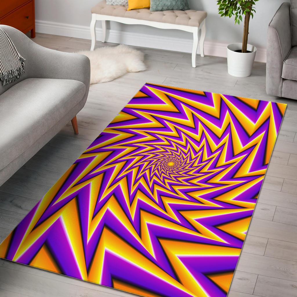 Yellow Big Bang Moving Optical Illusion Area Rug GearFrost