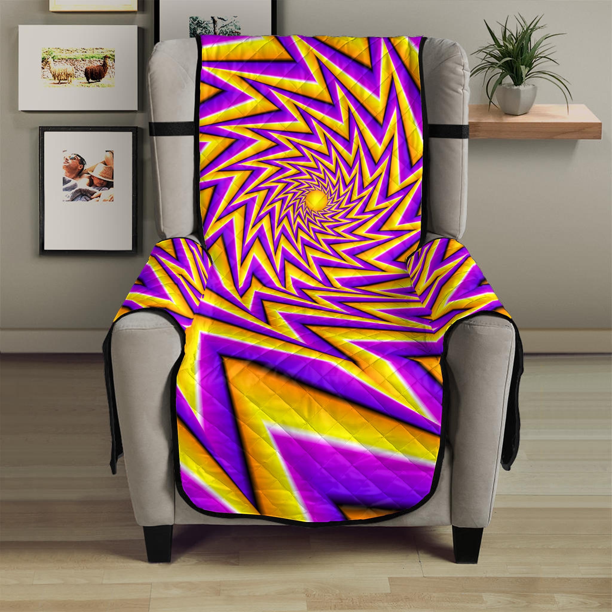 Yellow Big Bang Moving Optical Illusion Armchair Protector