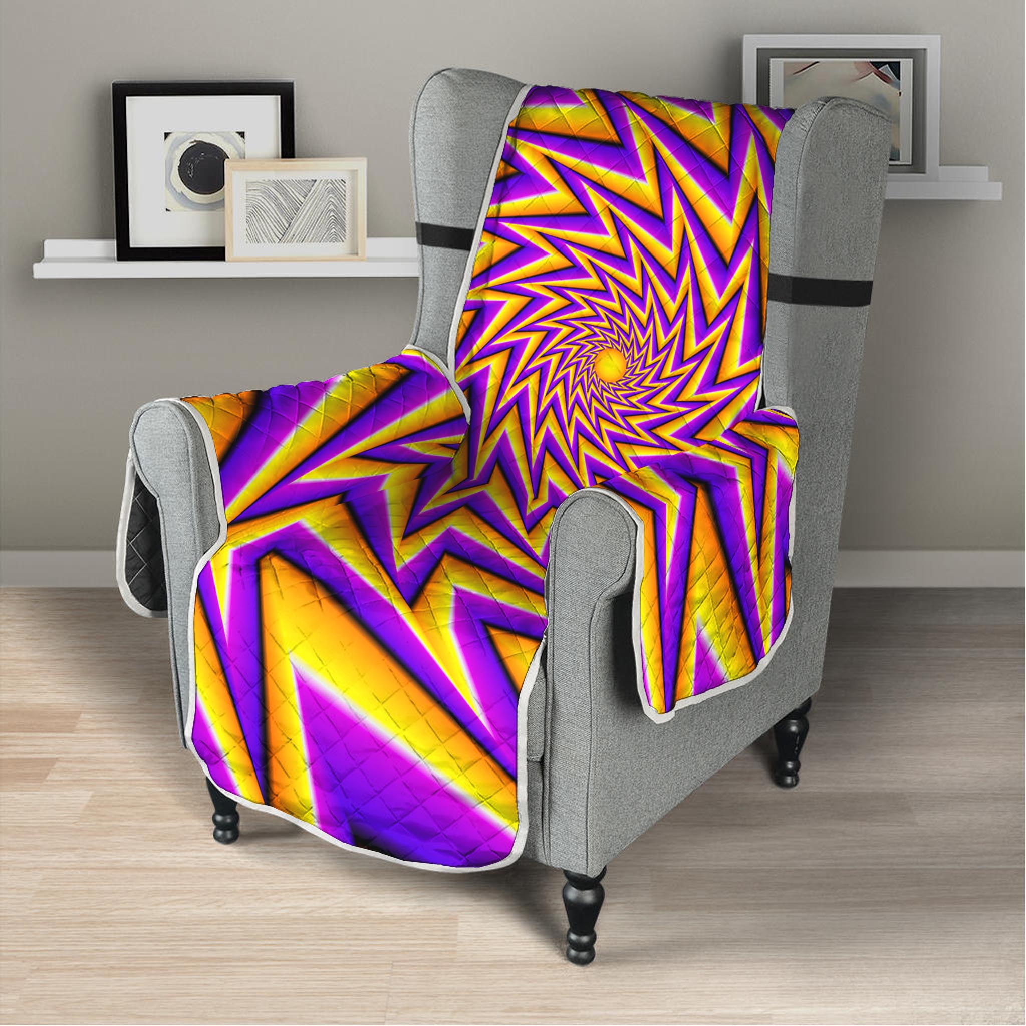 Yellow Big Bang Moving Optical Illusion Armchair Protector