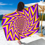 Yellow Big Bang Moving Optical Illusion Beach Sarong Wrap