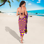 Yellow Big Bang Moving Optical Illusion Beach Sarong Wrap