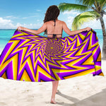 Yellow Big Bang Moving Optical Illusion Beach Sarong Wrap