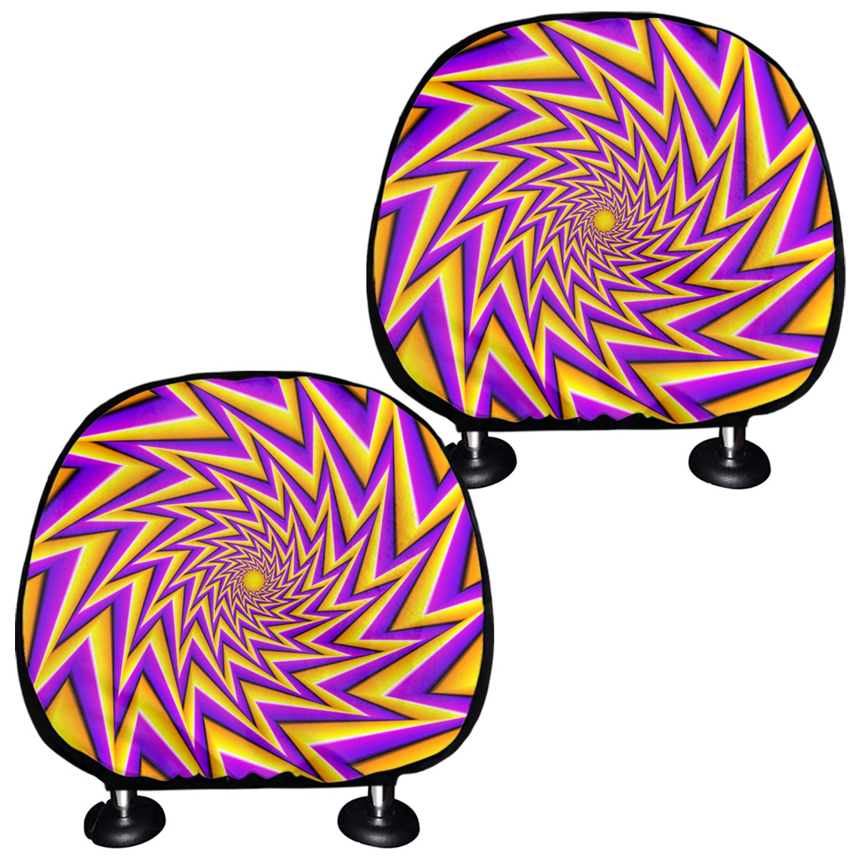 Yellow Big Bang Moving Optical Illusion Car Headrest Covers