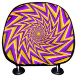 Yellow Big Bang Moving Optical Illusion Car Headrest Covers
