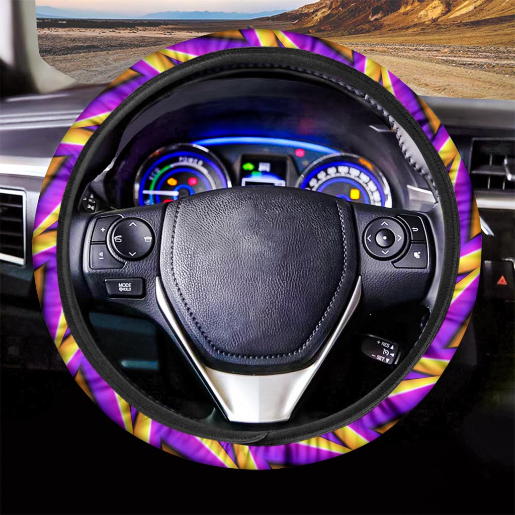 Yellow Big Bang Moving Optical Illusion Car Steering Wheel Cover