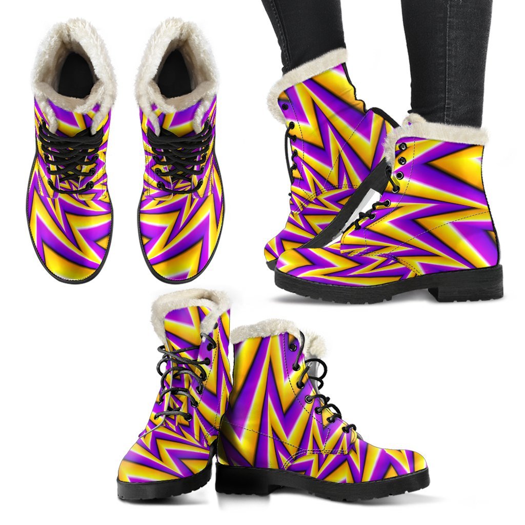 Yellow Big Bang Moving Optical Illusion Comfy Boots GearFrost