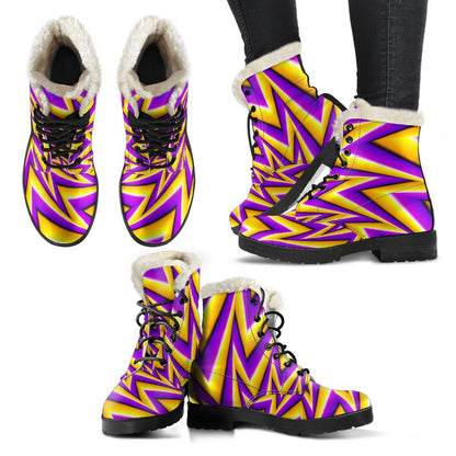 Yellow Big Bang Moving Optical Illusion Comfy Boots GearFrost