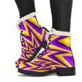 Yellow Big Bang Moving Optical Illusion Faux Fur Leather Boots
