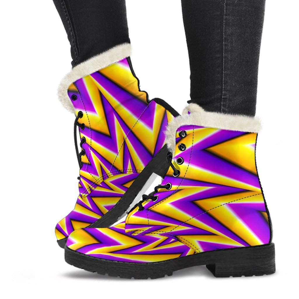 Yellow Big Bang Moving Optical Illusion Comfy Boots GearFrost