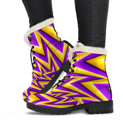 Yellow Big Bang Moving Optical Illusion Comfy Boots GearFrost