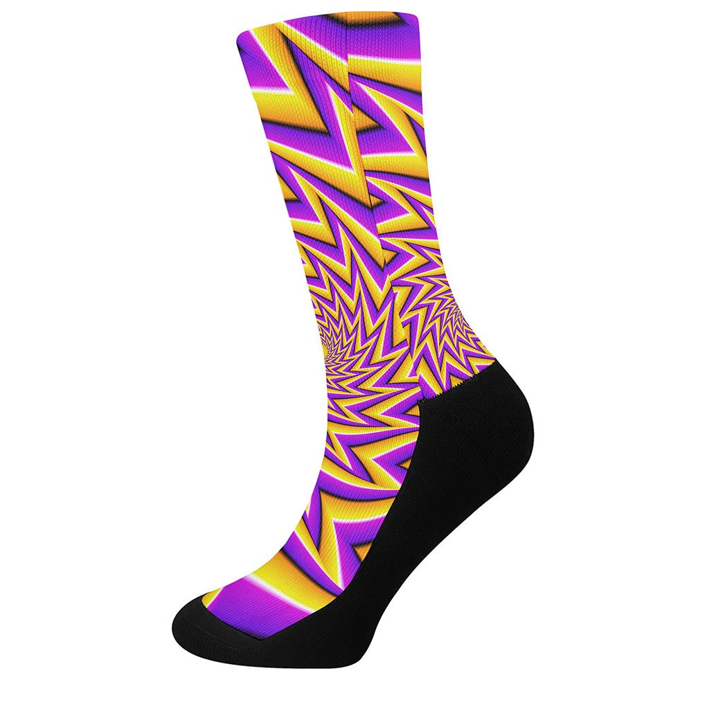 Yellow Big Bang Moving Optical Illusion Crew Socks