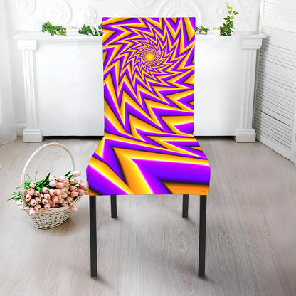 Yellow Big Bang Moving Optical Illusion Dining Chair Slipcover