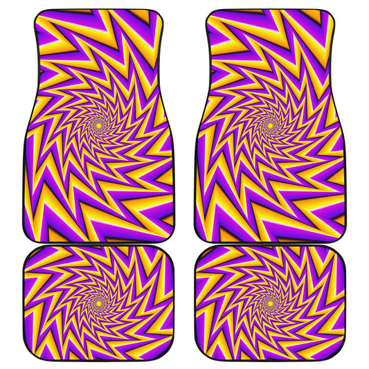 Yellow Big Bang Moving Optical Illusion Front and Back Car Floor Mats