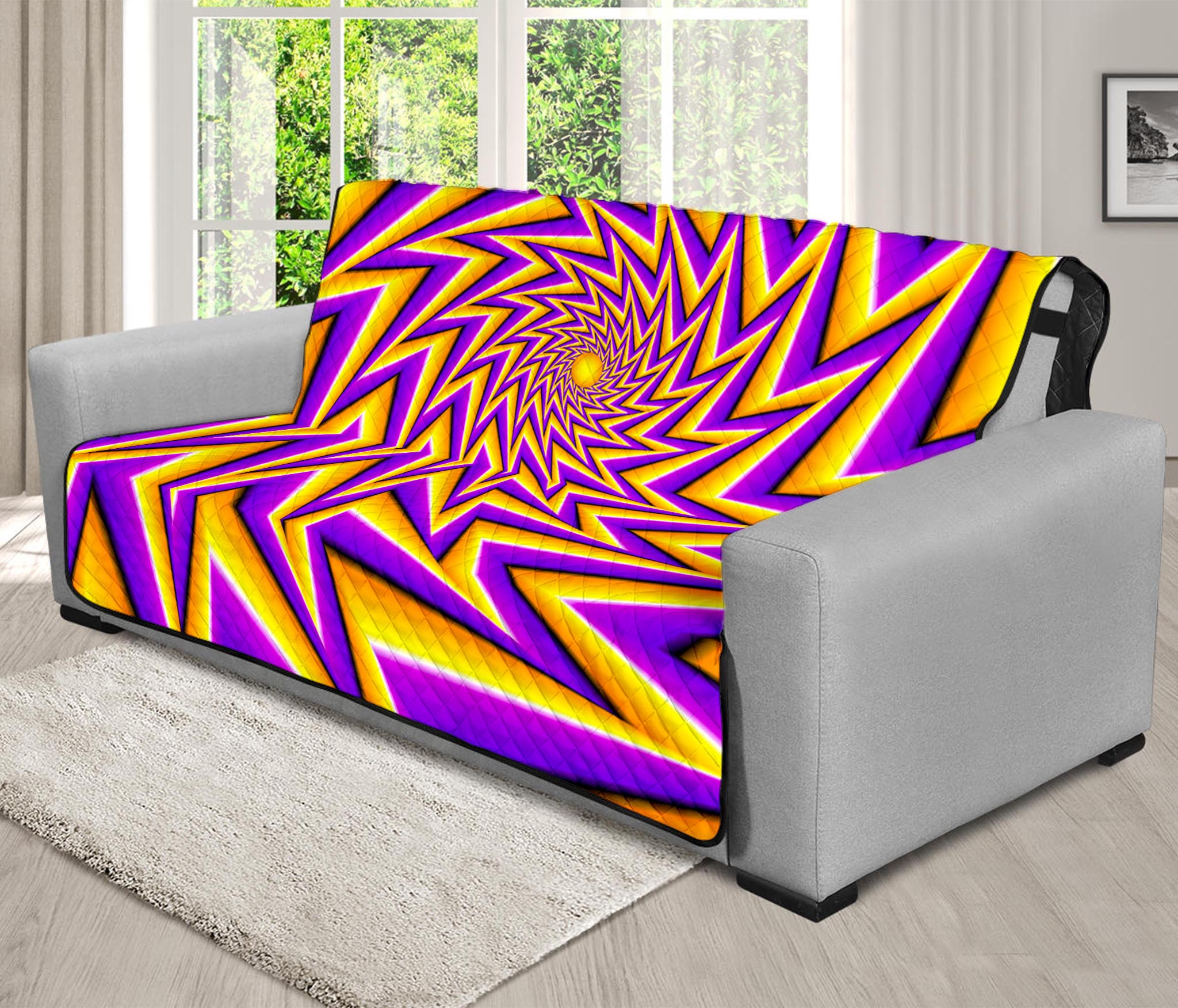 Yellow Big Bang Moving Optical Illusion Futon Protector