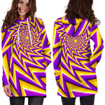 Yellow Big Bang Moving Optical Illusion Hoodie Dress GearFrost