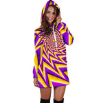 Yellow Big Bang Moving Optical Illusion Hoodie Dress GearFrost