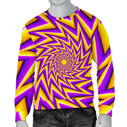 Yellow Big Bang Moving Optical Illusion Men's Crewneck Sweatshirt GearFrost