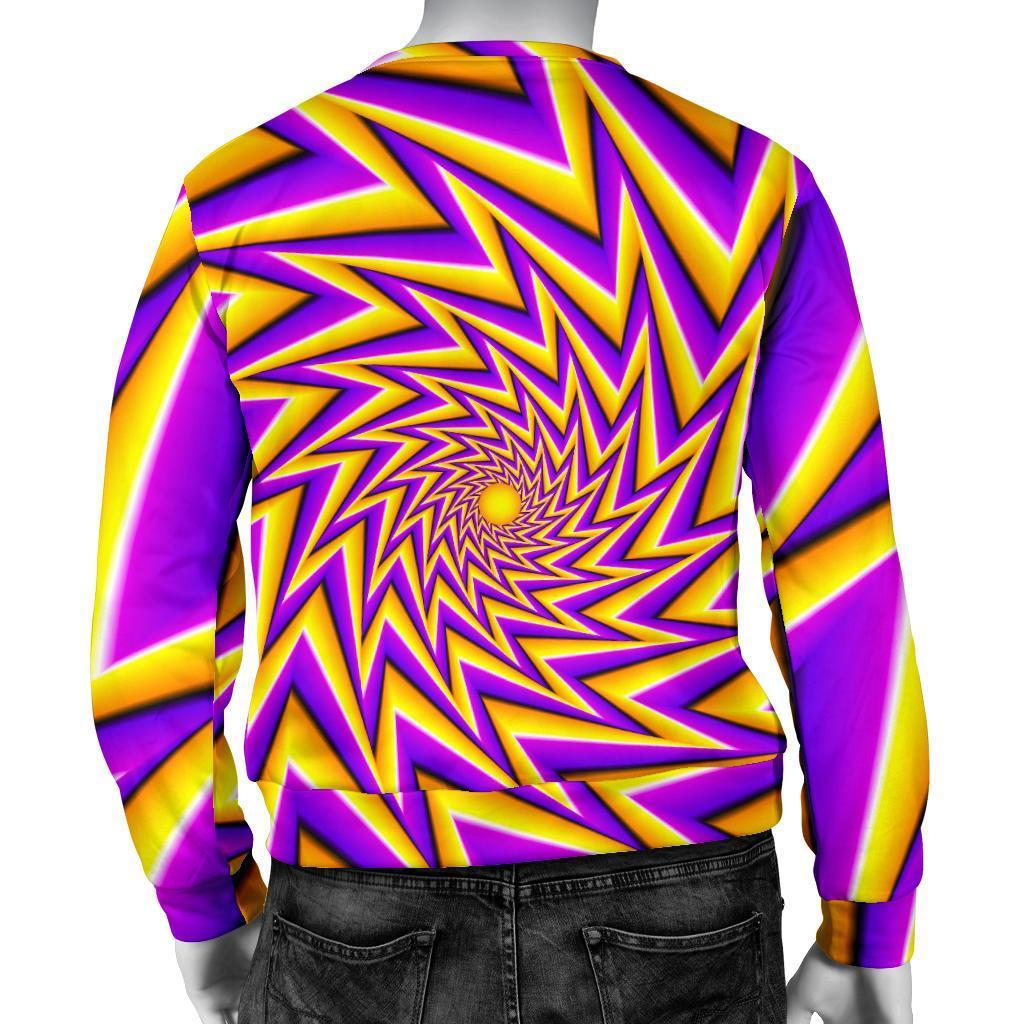 Yellow Big Bang Moving Optical Illusion Men's Crewneck Sweatshirt GearFrost