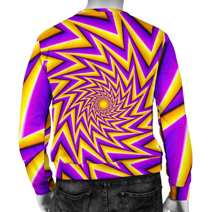 Yellow Big Bang Moving Optical Illusion Men's Crewneck Sweatshirt GearFrost