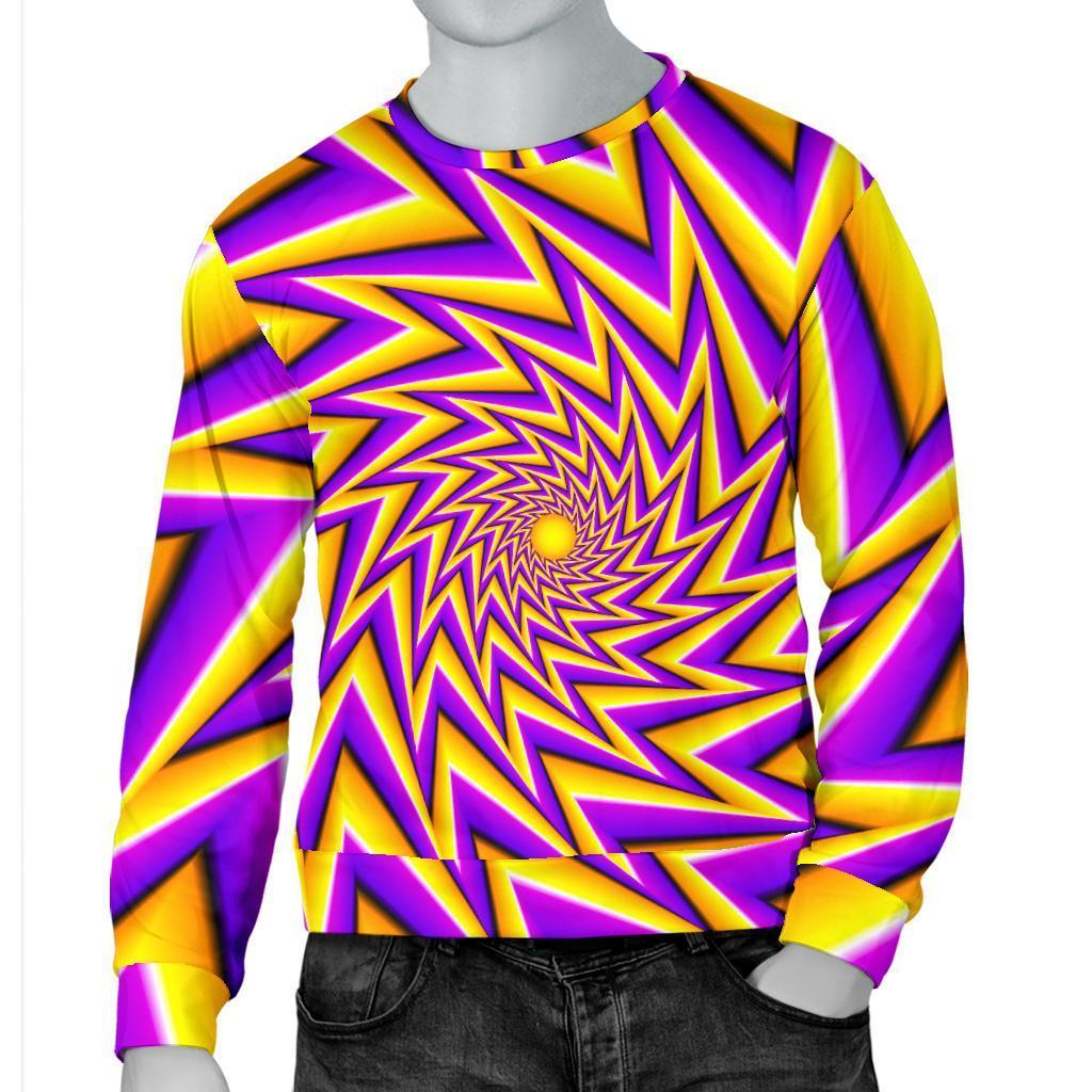 Yellow Big Bang Moving Optical Illusion Men's Crewneck Sweatshirt GearFrost