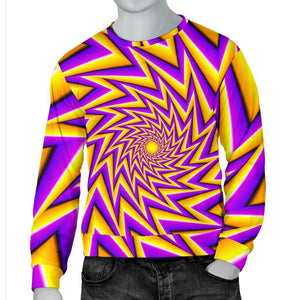 Yellow Big Bang Moving Optical Illusion Men's Crewneck Sweatshirt GearFrost
