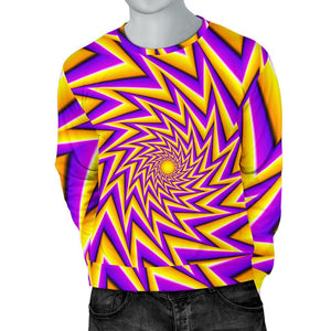 Yellow Big Bang Moving Optical Illusion Men's Crewneck Sweatshirt GearFrost