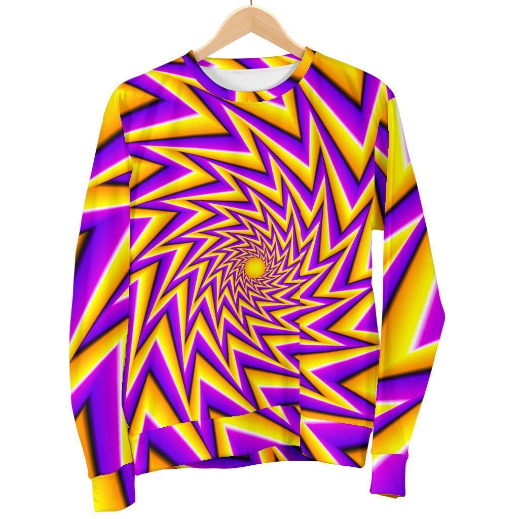 Yellow Big Bang Moving Optical Illusion Men's Crewneck Sweatshirt GearFrost