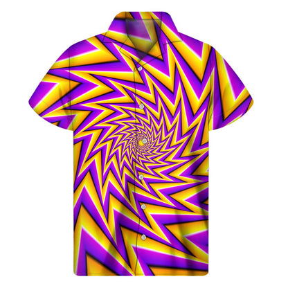Yellow Big Bang Moving Optical Illusion Men's Short Sleeve Shirt