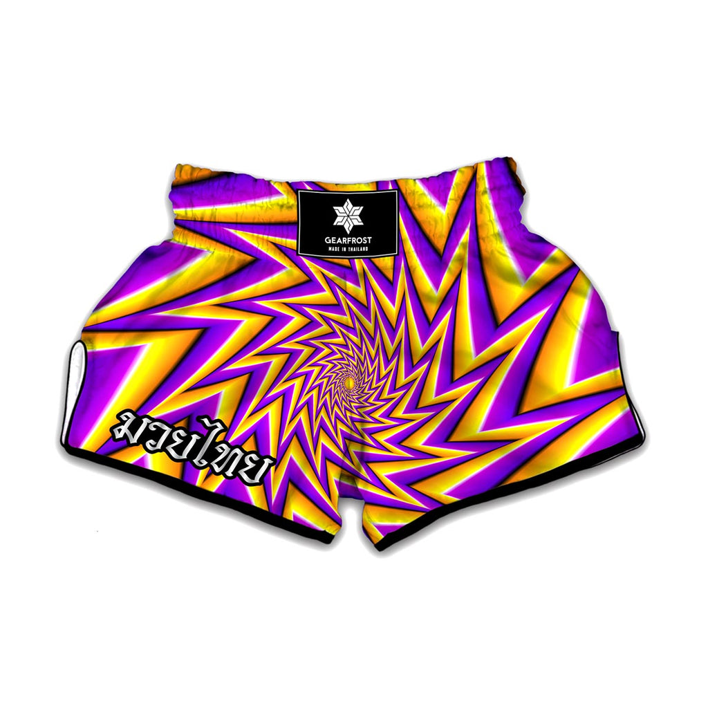 Yellow Big Bang Moving Optical Illusion Muay Thai Boxing Shorts