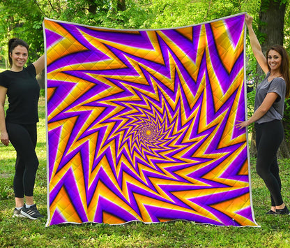 Yellow Big Bang Moving Optical Illusion Quilt