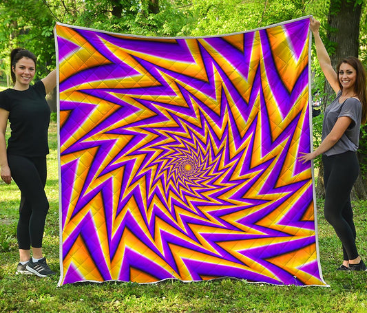 Yellow Big Bang Moving Optical Illusion Quilt