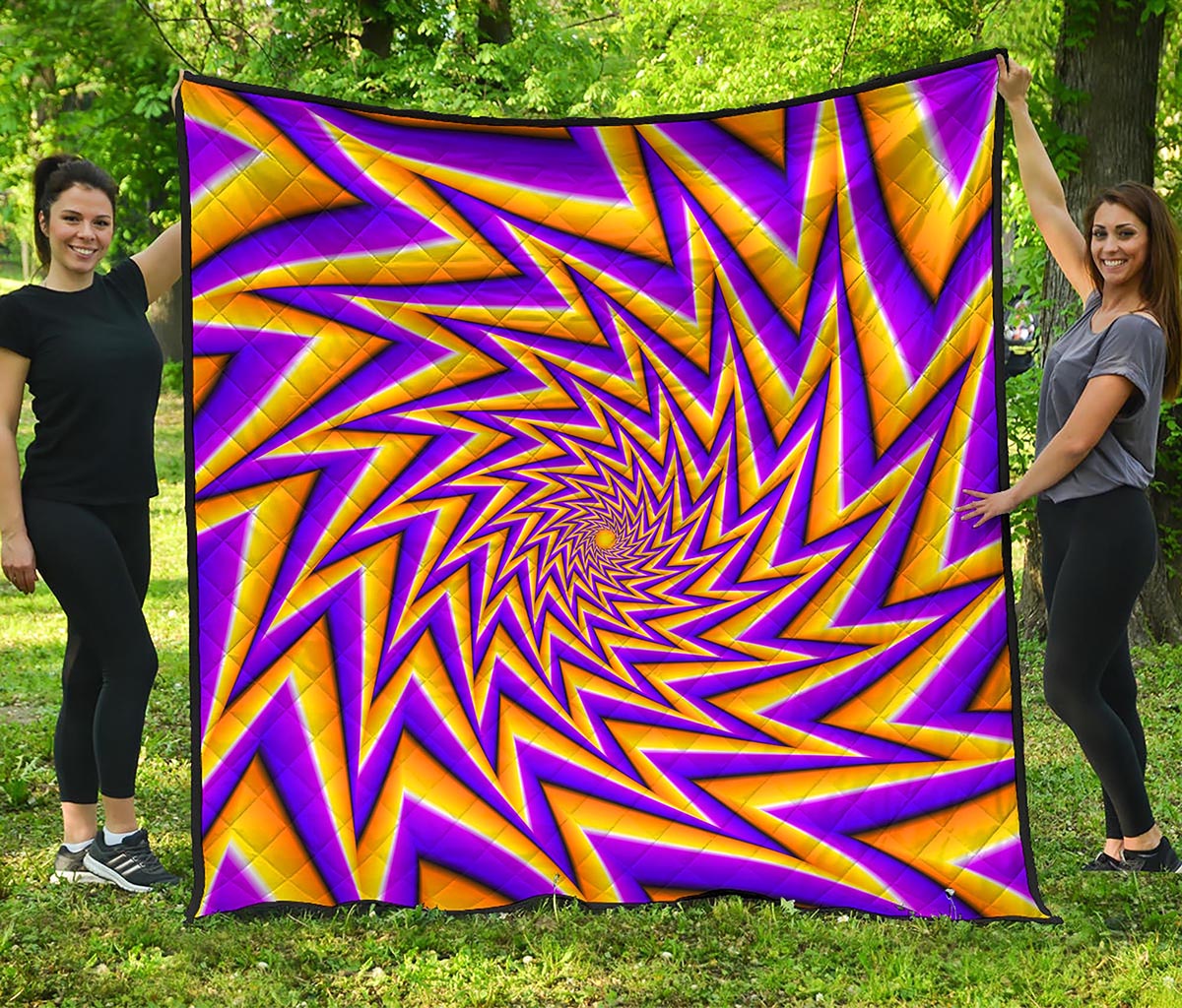 Yellow Big Bang Moving Optical Illusion Quilt