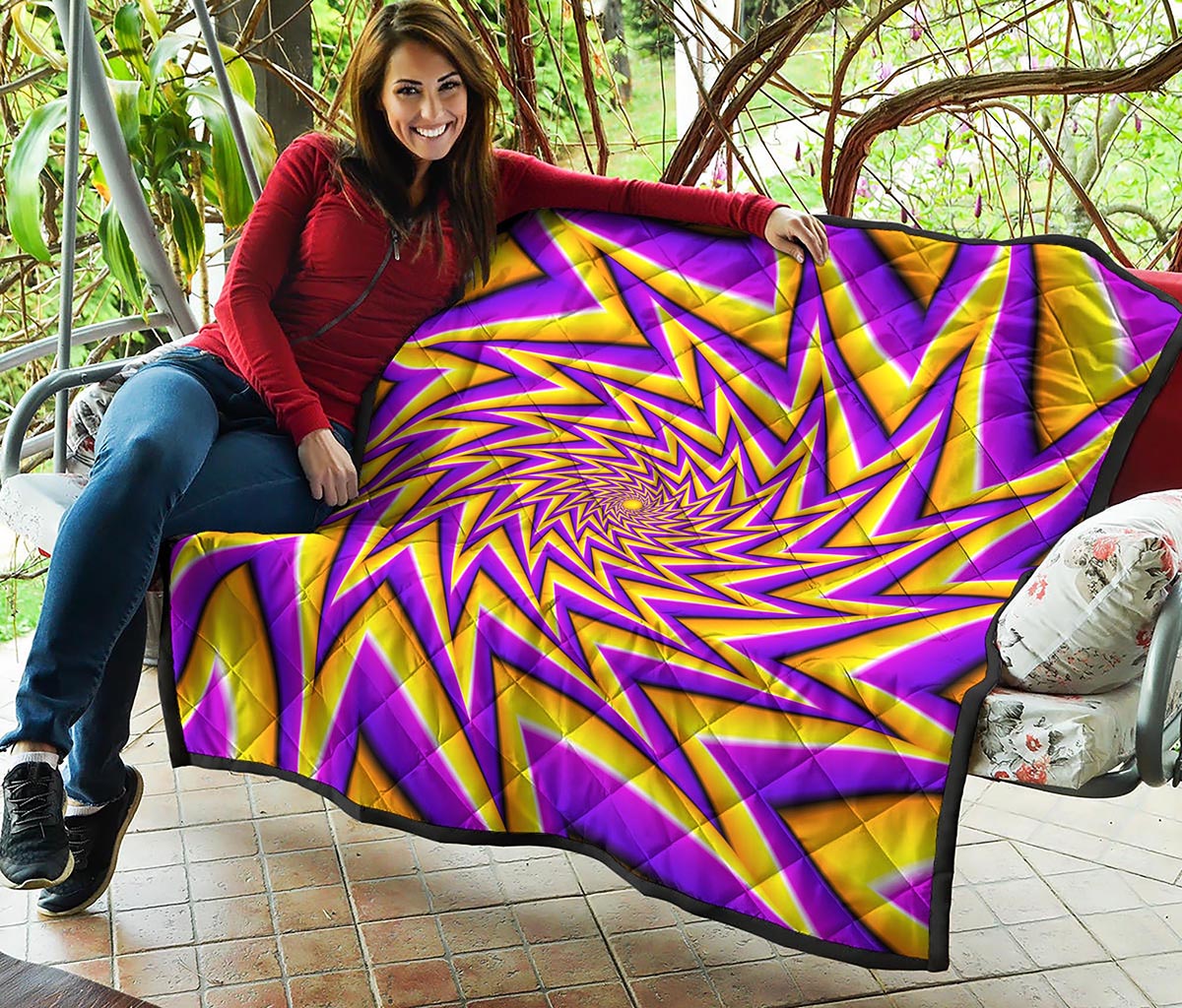 Yellow Big Bang Moving Optical Illusion Quilt