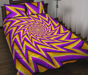 Yellow Big Bang Moving Optical Illusion Quilt Bed Set