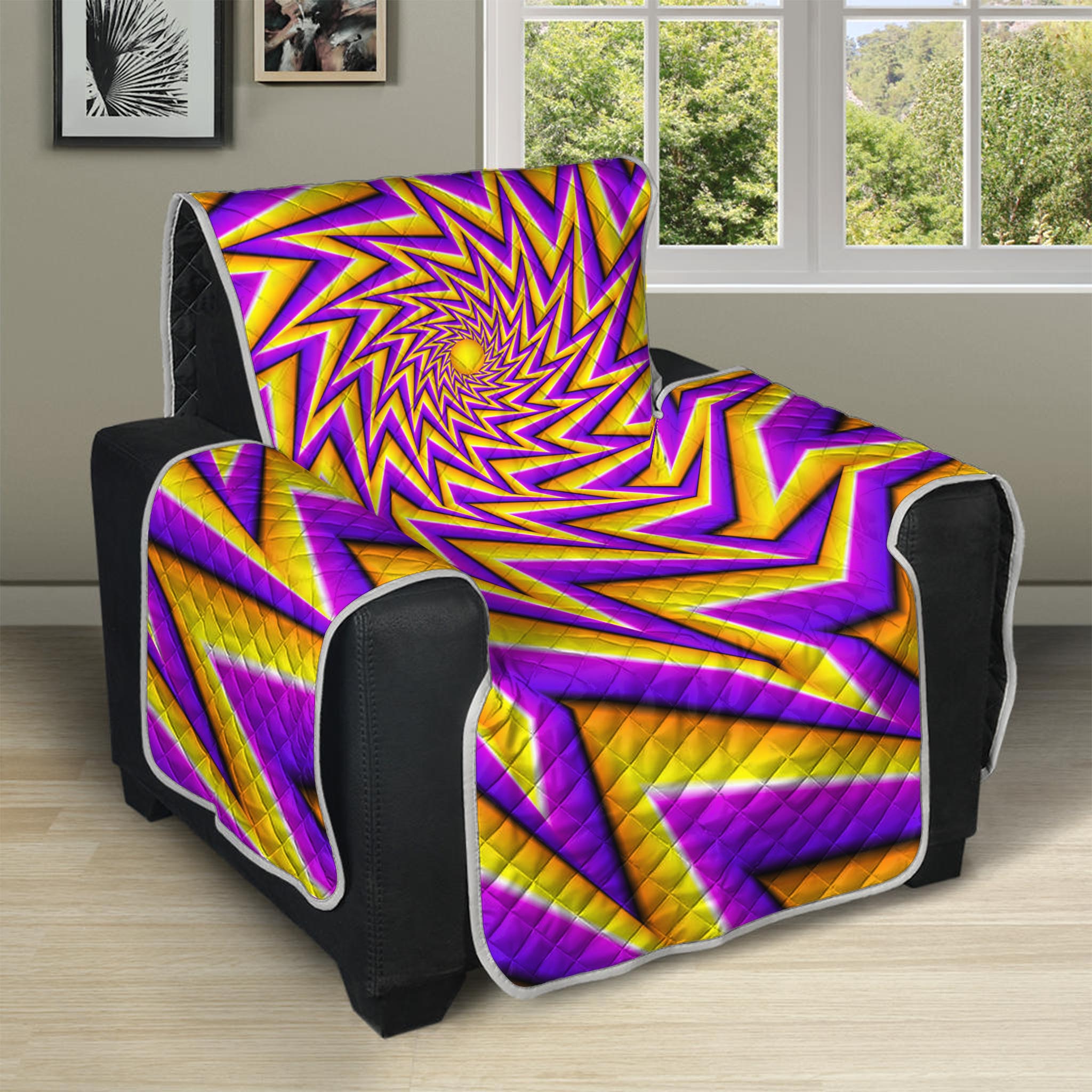 Yellow Big Bang Moving Optical Illusion Recliner Protector