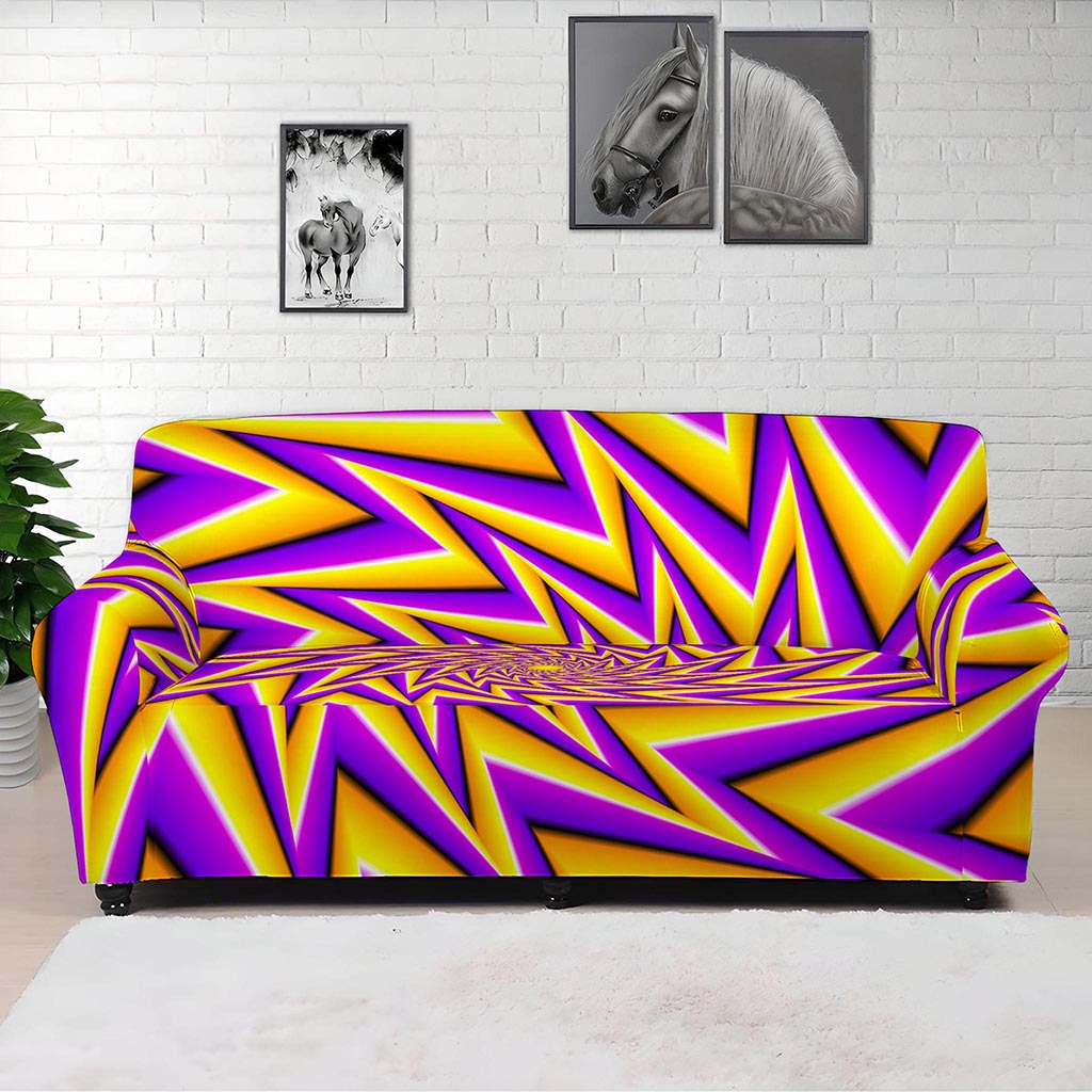 Yellow Big Bang Moving Optical Illusion Sofa Cover