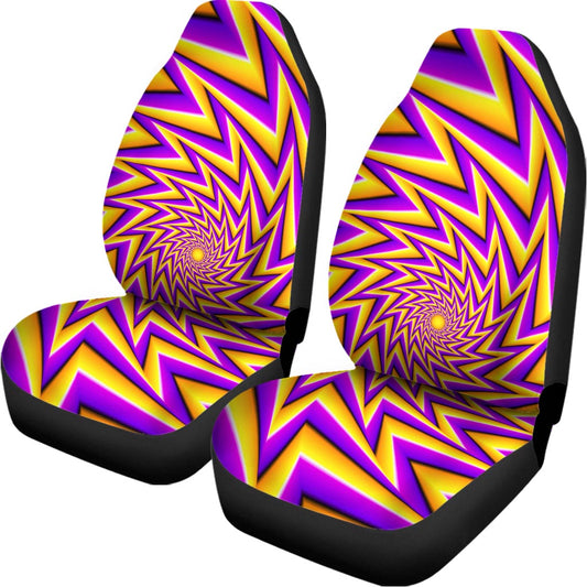 Yellow Big Bang Moving Optical Illusion Universal Fit Car Seat Covers