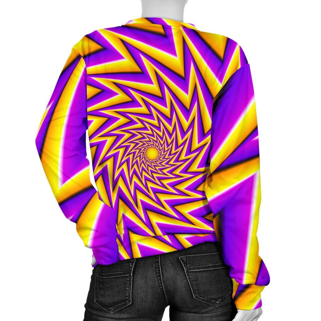 Yellow Big Bang Moving Optical Illusion Women's Crewneck Sweatshirt GearFrost